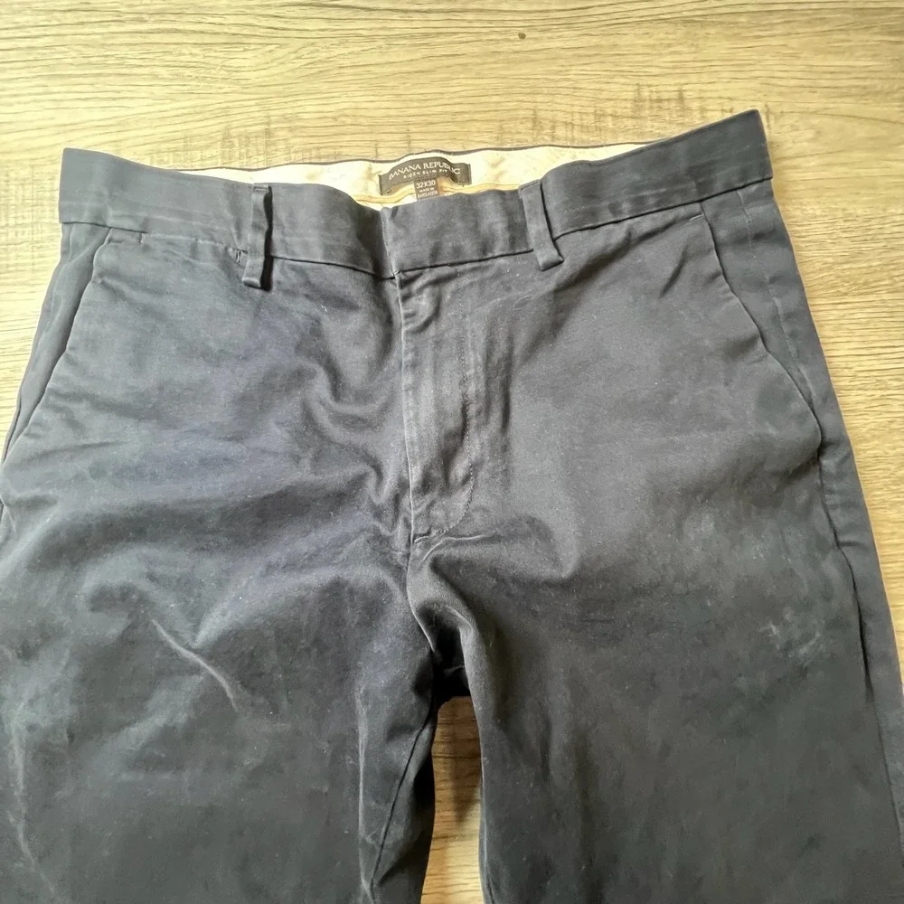 Banana Republic Aiden Slim Fit Mens 32x30 Navy Blue Chino Pants Stretch‎ Cotton